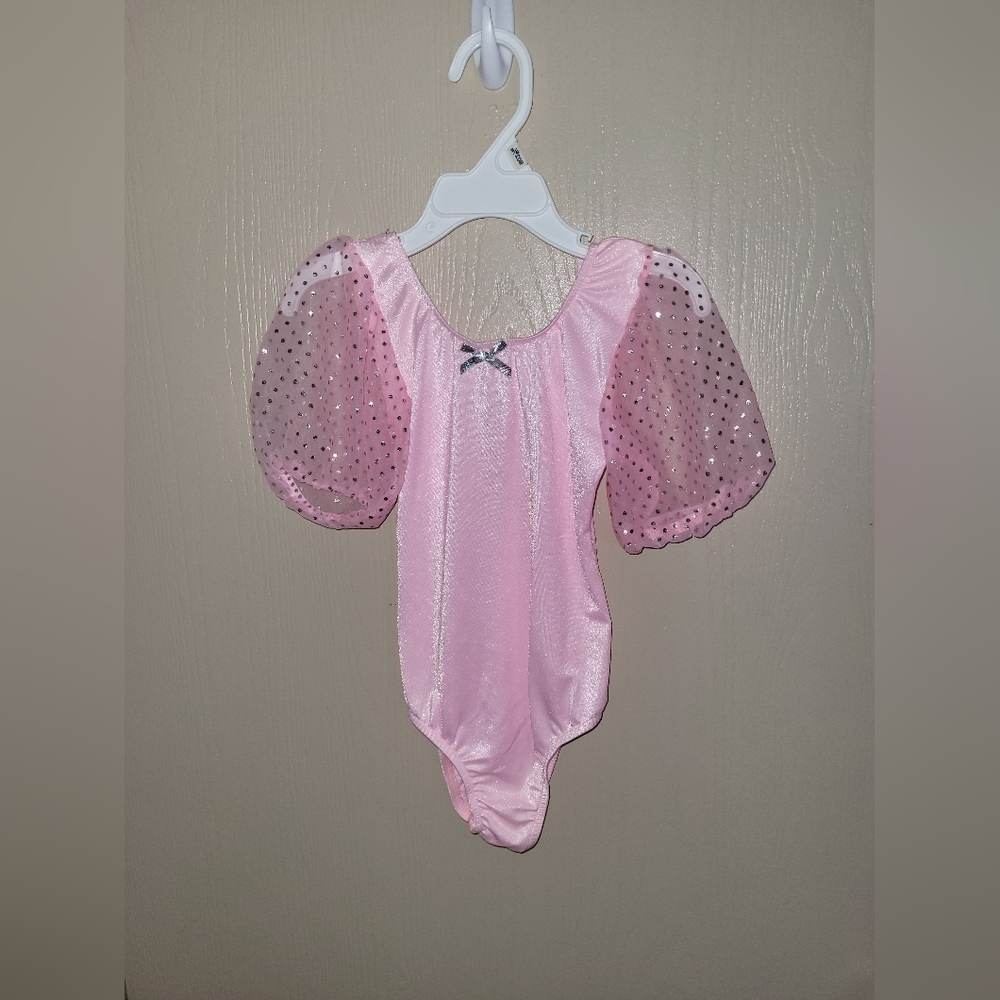 Stage Play Vintage 90s Girls Pink Bodysuit Puffy Sleeves Size 6/6X